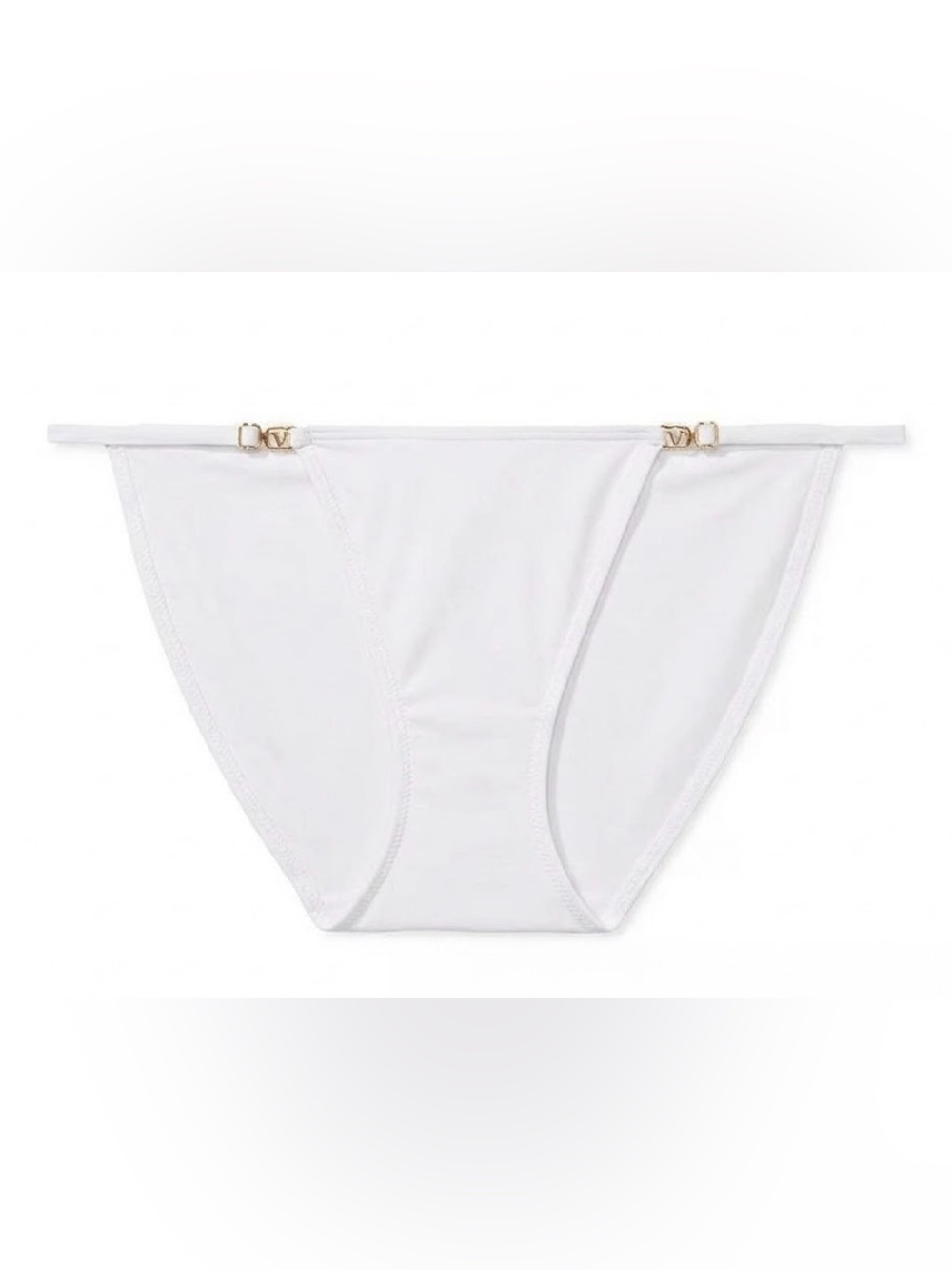 Victoria's Secret Adjustable String Bikini Panties White Gold XL Brand New Sexy